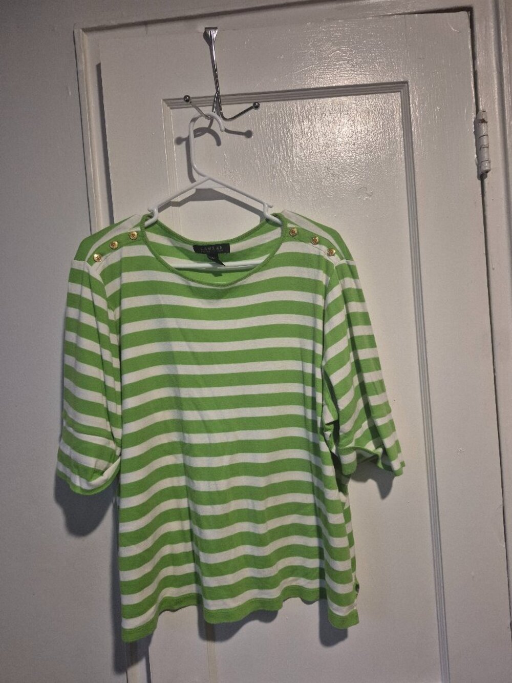 Green and White striped shirt